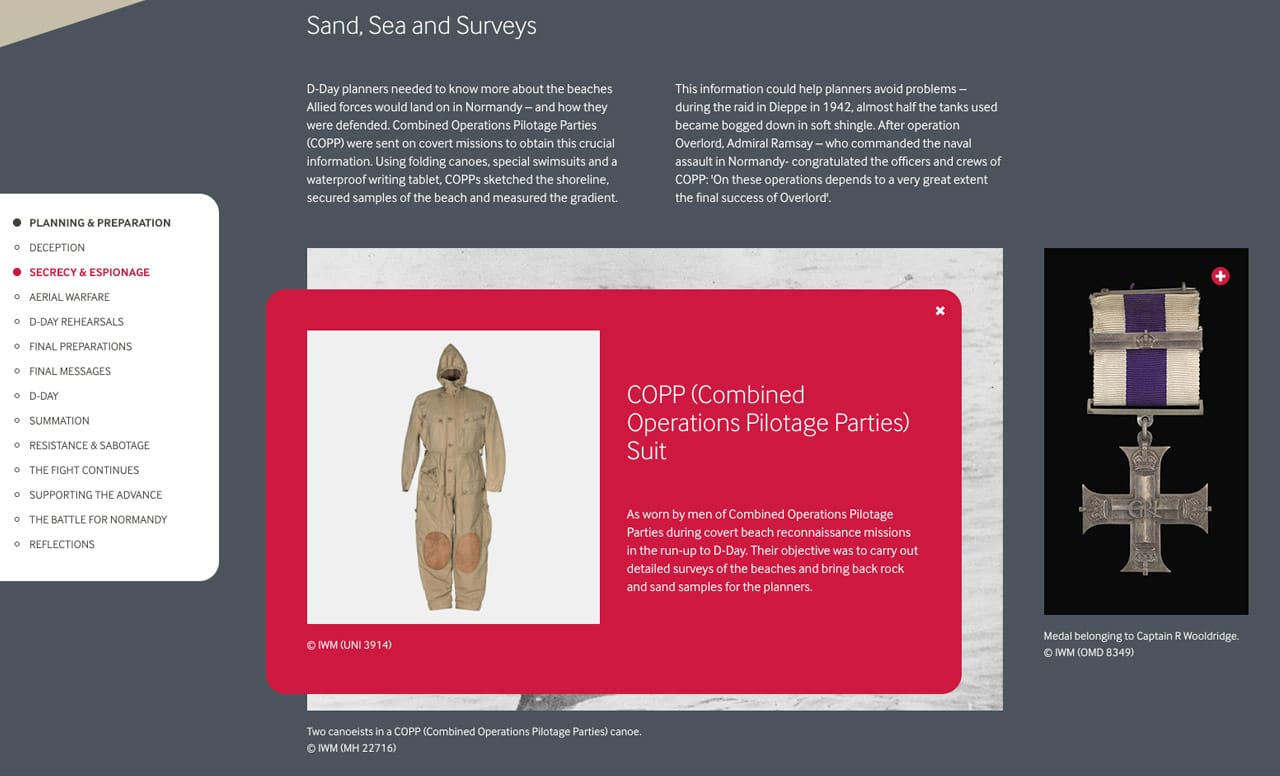 Example of popups available on all images which provide more detail